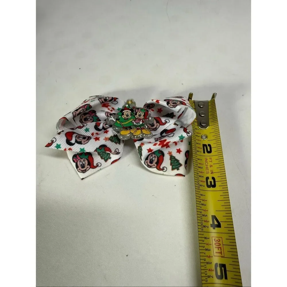 Rare Disney Minnie & Mickie Mouse Christmas Hair Bow Barrette Claire’s